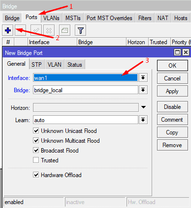 Добавление интерфейсов в мост