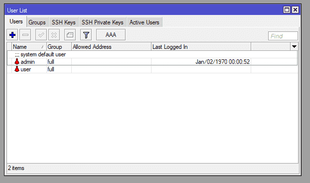 Окно пользователей